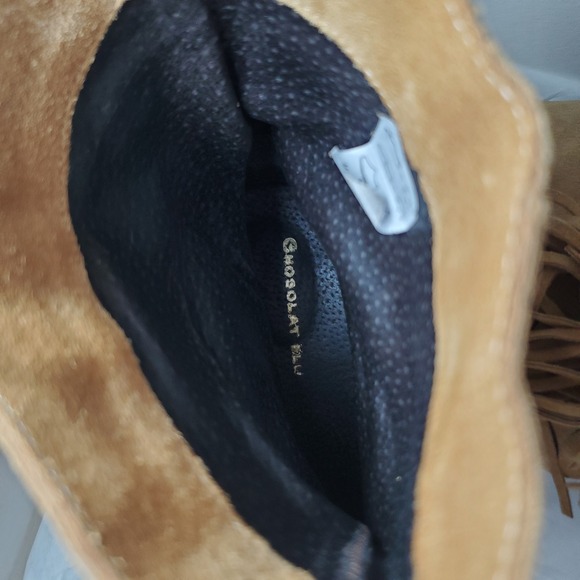 Chocola Made in Italy Suede Leather Fringe Ankle Boots Boho Revival 60s - Picture 3 of 9